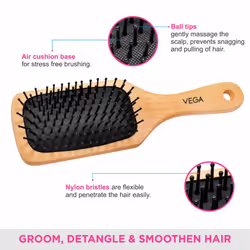 Vega Wooden Bristle Paddle Brush  Large