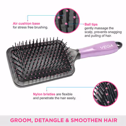 Vega Paddle Brush With Cleaner Simple Design With Emphasis on Function (E18-PB)