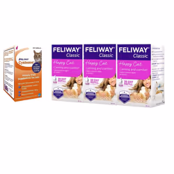Feliway Cystease, for stress-related bladder problems in cats - 300 Capsules & Classic 30 day Refill x3 Value Pack Classic co ...