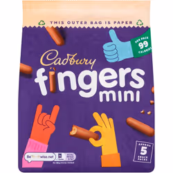 Cadbury Chocolate Mini Fingers Biscuits 5x19.3g - Pack Of 4