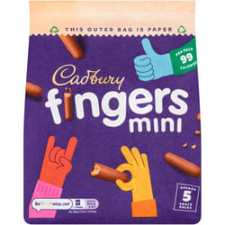 Cadbury Chocolate Mini Fingers Biscuits 5x19.3g - Pack Of 6
