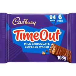 Cadbury Timeout Wafer Chocolate Biscuit x6 108g - Pack Of 4