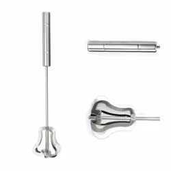 Push Action Rotating Whisk Steel Egg Beater Milk Frother Blending