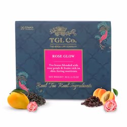 TGL Co. The Good Life Company Rose Glow Black Tea, 16 Tea Bags with Rose Petals, Raisins, Mango, Apricots