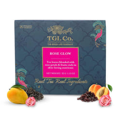 TGL Co. The Good Life Company Rose Glow Black Tea, 16 Tea Bags with Rose Petals, Raisins, Mango, Apricots