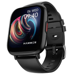 HAMMER Fit+ 1.85" Calling Smart Watch for Men and Women with Built-in Games, Metallic Body, Voice Assistant, in-App GPS, 100+ Sports Modes (Black)