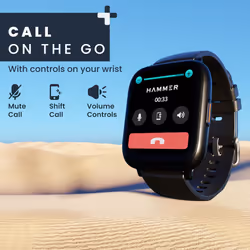 HAMMER Fit+ 1.85" Calling Smart Watch for Men and Women with Built-in Games, Metallic Body, Voice Assistant, in-App GPS, 100+ Sports Modes (Black)