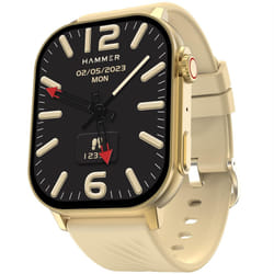 HAMMER Arctic 2.04" Super AMOLED Smart Watch, Metallic Build, BT Calling, Rotating Crown, Split Screen, Health Tracking, Smart Watch - Champagne Gold
