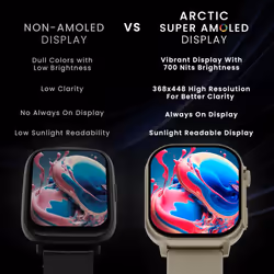 HAMMER Arctic 2.04" Super AMOLED Smart Watch, Metallic Build, BT Calling, Rotating Crown, Split Screen, Health Tracking, Smart Watch - Champagne Gold