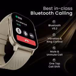 HAMMER Arctic 2.04" Super AMOLED Smart Watch, Metallic Build, BT Calling, Rotating Crown, Split Screen, Health Tracking, Smart Watch - Champagne Gold