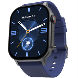 HAMMER Arctic 2.04" Super AMOLED Smart Watch, Metallic Build, BT Calling, Rotating Crown, Split Screen, Health Tracking, Smart Watch f - Midnight Blue