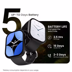 Hammer Tussle 2.01" HD Display Smart Watch, Bluetooth Calling, Rotating Crown, Voice Assistant, Smart Notifications Customized Watchfac - Powder Black