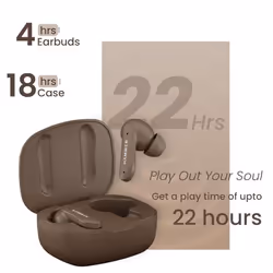 HAMMER Solitude Bluetooth in Ear Earbuds with Upto 22H Playtime, Fast Charging Type-C, Water Resistant, Bluetooth v5.3, Touch Controls (Mocha Brown)