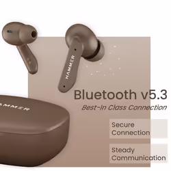 HAMMER Solitude Bluetooth in Ear Earbuds with Upto 22H Playtime, Fast Charging Type-C, Water Resistant, Bluetooth v5.3, Touch Controls (Mocha Brown)