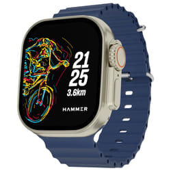 HAMMER Active 2.0 Plus 2.1" HD Display Smart Watch with Gesture Control, Bluetooth Calling, Sports Modes, Dynamic Island Notification Menstrual - Blue