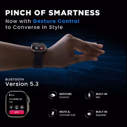 HAMMER Active 2.0 Plus 2.1" HD Display Smart Watch with Gesture Control, Bluetooth Calling, Sports Modes, Dynamic Island Notification Menstrual - Blue
