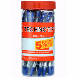 Cello Technotip Ball Pen Jar - 20 Pens with 5 free Refills (Blue)