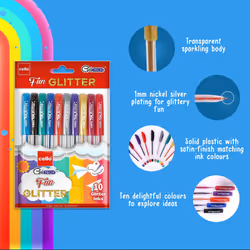 Cello Fun Glitter Gel Pen - 10 Sparkler Color Pens