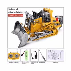 RC Alloy Excavator Bulldozer Remote Control Dump Truck Electric Engineering 2.4G High Tech Vehicle Model Car Toys For Boys Gi ...