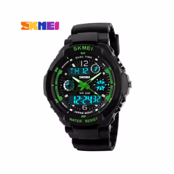 Kids Shockproof Waterproof Digital Watch Outdoor Boy Sport - Green L Adult