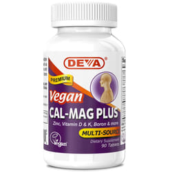DEVA Vegan Cal MAG Plus Supplement with Calcium, Magnesium, Zinc, Boron, Vitamin C, D & K, Daily Nutritional Supplement to Maintain Strong Bones, 90 T