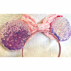 Minnie Mouse Pink sequence glitter sunflower floral headband Halloween