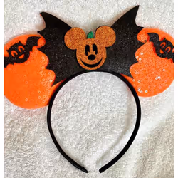 Minnie Mouse Mickey Black sequence glitter pumpkin orange headband