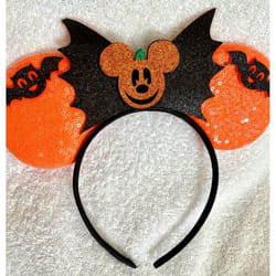 Minnie Mouse Mickey Black sequence glitter pumpkin orange  headband