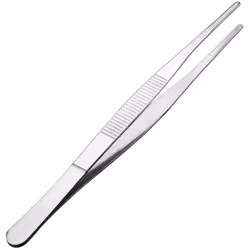sourcingmap 1 Pcs 7-Inch Stainless Steel Straight Blunt Tweezers Serrated Tip Daily Garden Tool