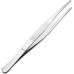 sourcingmap 1 Pcs 7-Inch Stainless Steel Straight Blunt Tweezers Serrated Tip Daily Garden Tool