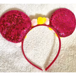 Minnie Mouse Pink sequence glitter floral headband Halloween