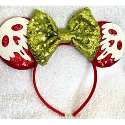 Minnie Mouse Red Green sequence glitter spooky ears headband Halloween