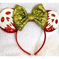 Minnie Mouse Red Green sequence glitter spooky ears headband Halloween