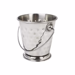 2-Pack Hammered Silver Food Presentation Buckets 7cm - Mini Pails with Handle for Serving Food