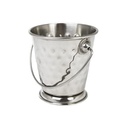 2-Pack Hammered Silver Food Presentation Buckets 7cm - Mini Pails with Handle for Serving Food