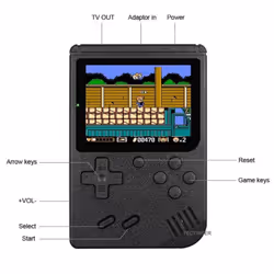 Retro Portable Mini Handheld Video Game Console 3 inch Game Player Built-in 400 Games - yellow