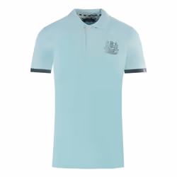 Aquascutum Branded Collar Light Blue Polo Shirt - M