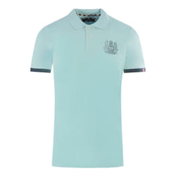 Aquascutum Branded Collar Light Blue Polo Shirt - M