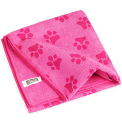 Spontex Microfibre Pet Towel Soft Dog Bath Robe Addition to Puppy Grooming Brush - Pink