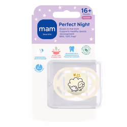 Perfect Night Soother (Pack of 1), Glow in the Dark Baby Soother with Self Sterilising Travel Case, Ages 12+ Months, White (D ...