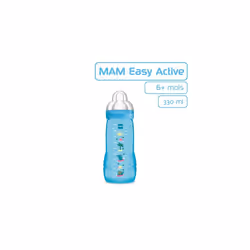 MAM Easy Active Feeding Bottle 2nd Age 330ml - 6+ Months - X-Flow Teat - Ultra Fast Speed - Blue