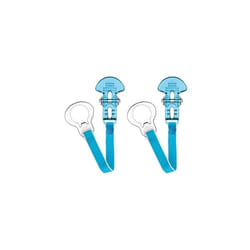 MAM Soother Clips, Pack of 2, Baby Soother Chain Fits All MAM Soothers, Newborn Essentials, Blue with Blue Strap (Soothers Not Included)