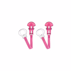 MAM Soother Clips, Pack of 2, Baby Soother Chain Fits all MAM Soothers, Newborn Essentials, Pink with Pink Strap (Soothers No ...