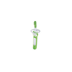MAM Massaging Brush for Baby's Oral Care, Baby Training Toothbrush with Safety Shield, Perfect for Baby's First Toothbrush, Dental Care, Green