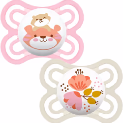 MAM Perfect Soothers 0+ Months (Pack of 2), Thinner and Softer Baby Soothers with Self Sterilising Travel Case, Newborn Essen ...