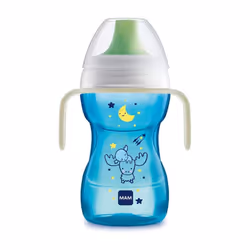MAM Fun to Drink Cup & Glow Handles, Baby Bottle with Handles, Spill-Free Sippy Cup, Transition Drink Bottle for Babies and T ...