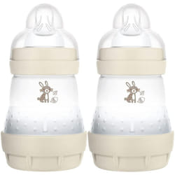 MAM Easy Start Colours of Nature Self Sterilising Anti-Colic Baby Bottle(2 x 160ml Bunnies), Matt Bottles with MAM teats, Baby Bottle for Reduced Coli
