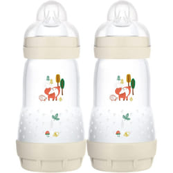 MAM Easy Start Colours of Nature Self Sterilising Anti-Colic Baby Bottle (2 x 260ml Foxes), Matt Bottles with MAM teats, Baby Bottle for Reduced Colic