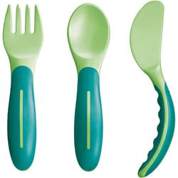 Baby's Cutlery, BPA-Free Knife, Fork and Spoon Set, Cutlery Set for Toddlers, Fully Functional Learn to Eat Cutlery, Toddler Cutlery, Colour: Seagrass