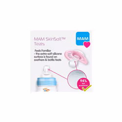 Easy Start Self Sterilising Anti-Colic Baby Bottle Pack of 2 (2 x 260 ml), MAM Bottles with Medium Flow MAM Teats Size 2, Newborn Essentials, Blue